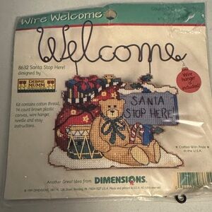 Debbie Mumm Dimensions Vintage Santa Stop Here Cross Stitch Kit 8632